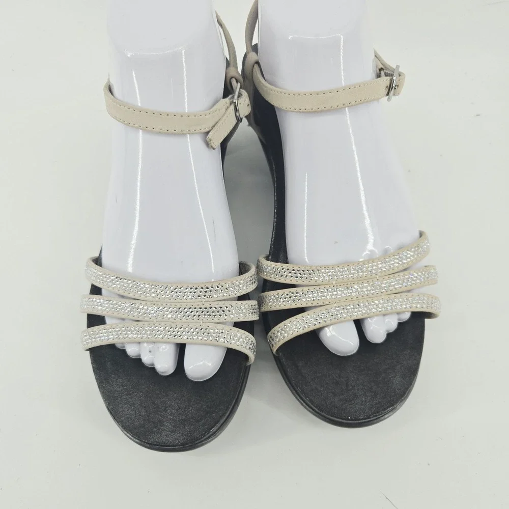 Abeo Grace Sandals Tan Brown Glitter Rhinestone 1.75
